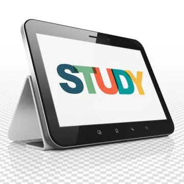 Studying concept: Tablet Computer with Study on  display Stock Illustration