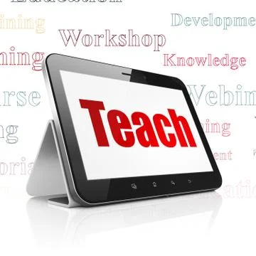 Studying concept: Tablet Computer with Teach on display 스톡 일러스트