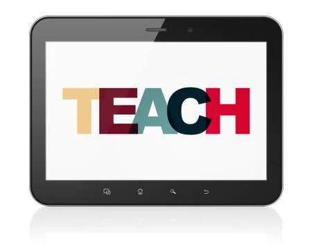 Studying concept: Tablet Computer with Teach on  display 스톡 일러스트