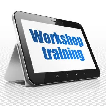 Studying concept: Tablet Computer with Workshop Training on display Stock Illustration