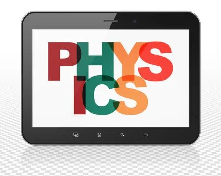 Studying concept: Tablet Pc Computer with Physics on  display Stock Illustration