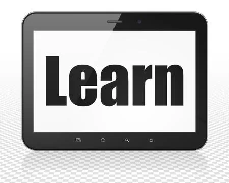 Studying concept: Tablet Pc Computer with Learn on display Stock-Illustration