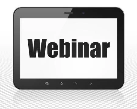 Studying concept: Tablet Pc Computer with Webinar on display Stock Illustration