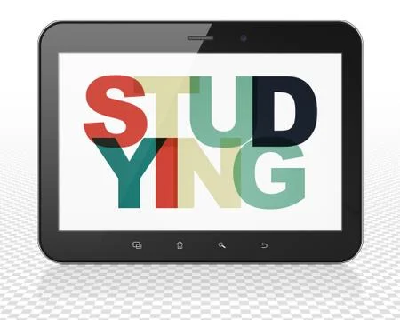 Studying concept: Tablet Pc Computer with Studying on  display Stock Illustration