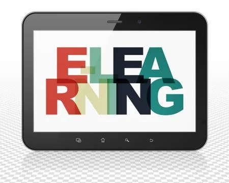 Studying concept: Tablet Pc Computer with E-learning on  display Stock Illustration