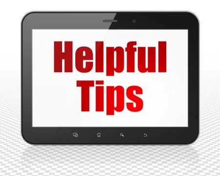 Studying concept: Tablet Pc Computer with Helpful Tips on display Stockillustratie