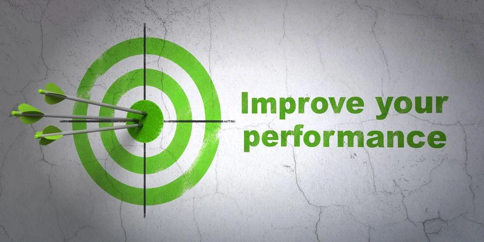 Studying concept: target and Improve Your Performance on wall background Stock Illustration
