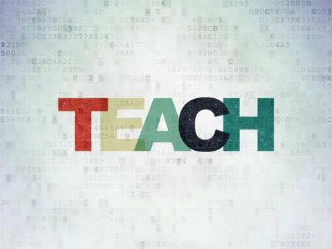 Studying concept: Teach on Digital Data Paper background Stock Illustration