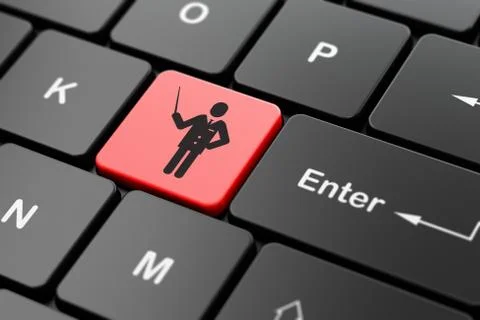 Studying concept: Teacher on computer keyboard background 스톡 일러스트