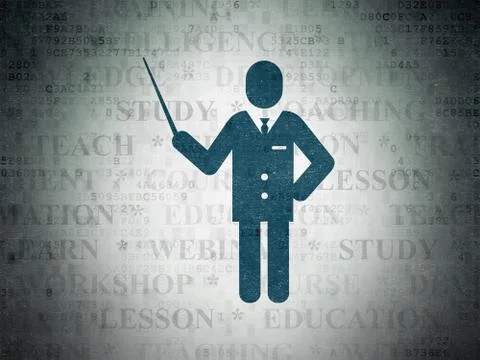 Studying concept: Teacher on Digital Data Paper background Stock Illustration