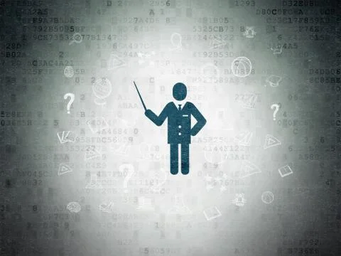 Studying concept: Teacher on Digital Data Paper background Stock Illustration
