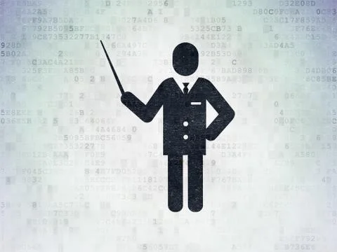 Studying concept: Teacher on Digital Data Paper background Stock Illustration