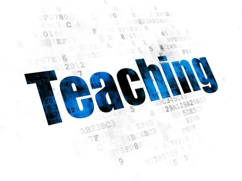 Studying concept: Teaching on Digital background Stock Illustration