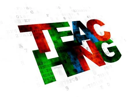 Studying concept: Teaching on Digital background Stock Illustration