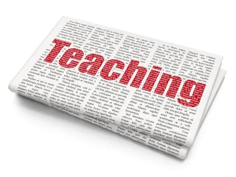 Studying concept: Teaching on Newspaper background Stock Illustration