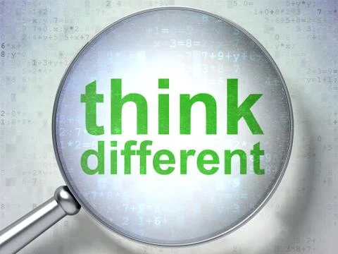Studying concept: Think Different with optical glass Illustrazione stock
