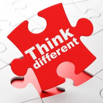 Studying concept: Think Different on puzzle background 스톡 일러스트