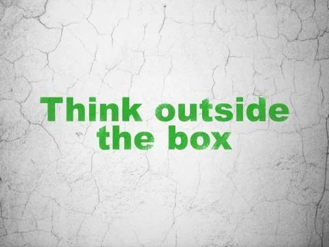 Studying concept: Think outside The box on wall background Illustrazione stock