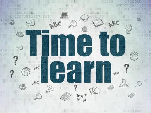 Studying concept: Time to Learn on Digital Data Paper background 스톡 일러스트