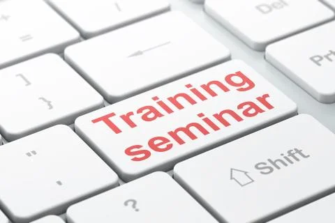 Studying concept: Training Seminar on computer keyboard background 스톡 일러스트