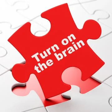 Studying concept: Turn On The Brain on puzzle background Illustration