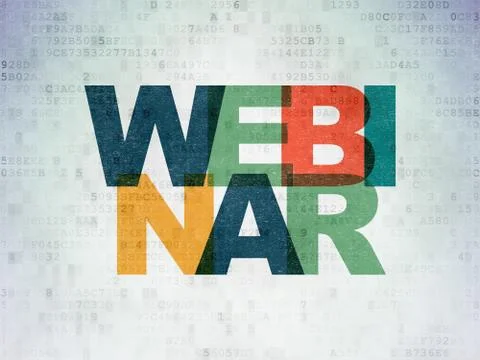 Studying concept: Webinar on Digital Data Paper background Illustrazione stock