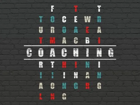Studying concept: word Coaching in solving Crossword Puzzle Stock Illustration