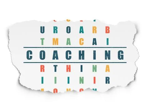 Studying concept: word Coaching in solving Crossword Puzzle Illustrazione stock