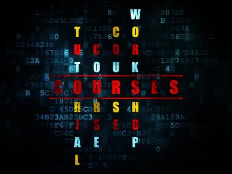 Studying concept: word Courses in solving Crossword Puzzle Stock Illustration