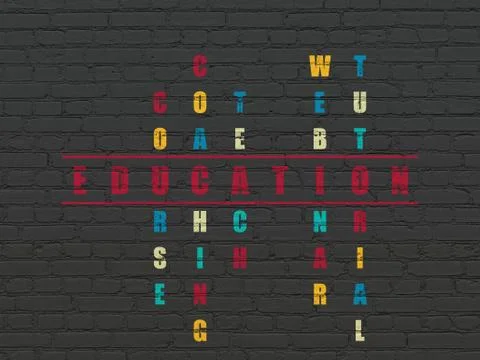Studying concept: word Education in solving Crossword Puzzle Stock-Illustration