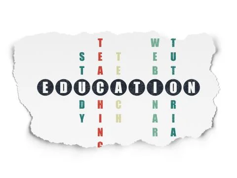 Studying concept: word Education in solving Crossword Puzzle Illustration