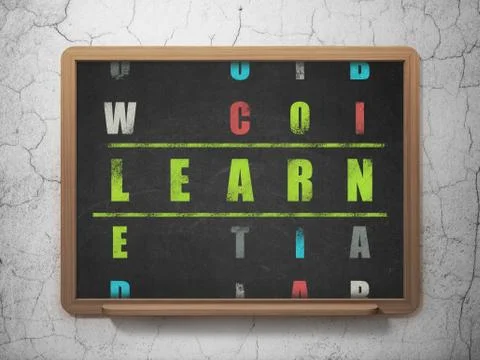 Studying concept: word Learn in solving Crossword Puzzle Illustrazione stock