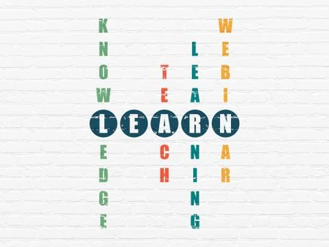 Studying concept: word Learn in solving Crossword Puzzle Illustration