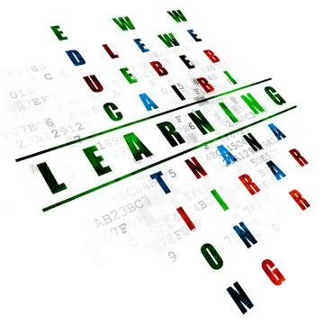 Studying concept: word Learning in solving Crossword Puzzle Stock Illustration