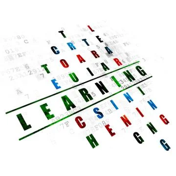 Studying concept: word Learning in solving Crossword Puzzle Stock Illustration