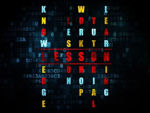 Studying concept: word Lesson in solving Crossword Puzzle Stockillustratie