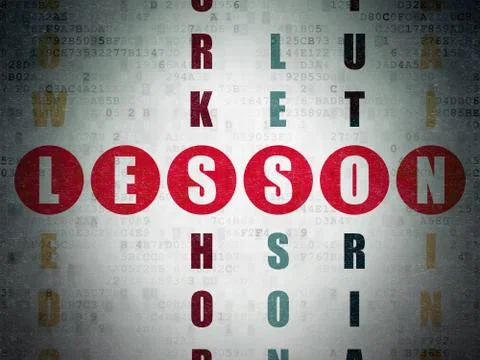 Studying concept: word Lesson in solving Crossword Puzzle 스톡 일러스트