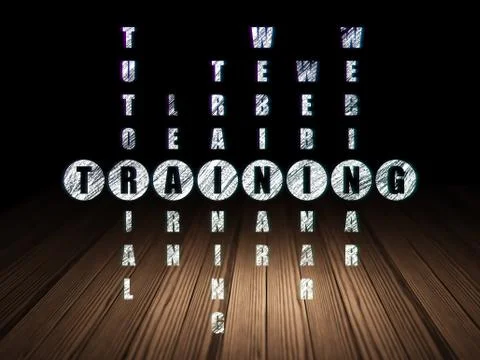 Studying concept: word Training in solving Crossword Puzzle Illustrazione stock