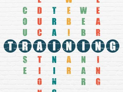 Studying concept: word Training in solving Crossword Puzzle Illustrazione stock