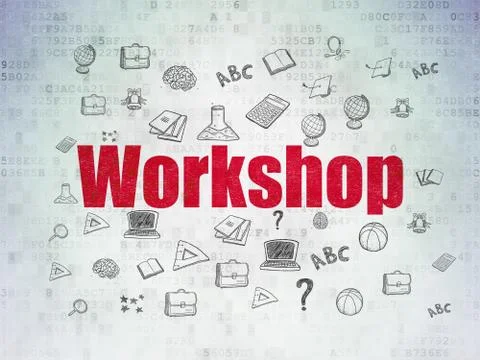 Studying concept: Workshop on Digital Data Paper background イラスト素材