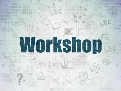 Studying concept: Workshop on Digital Data Paper background Stock Illustration