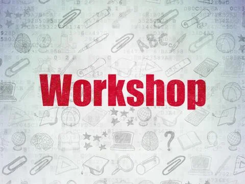 Studying concept: Workshop on Digital Paper background Stock Illustration