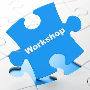 Studying concept: Workshop on puzzle background Illustrazione stock