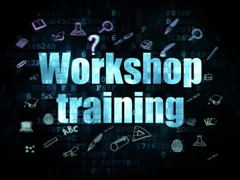 Studying concept: Workshop Training on Digital background Stock Illustration