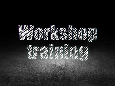 Studying concept: Workshop Training in grunge dark room Stock Illustration