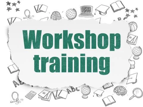 Studying concept: Workshop Training on Torn Paper background Illustrazione stock