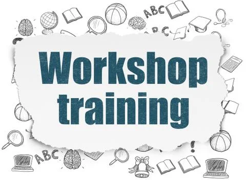 Studying concept: Workshop Training on Torn Paper background Illustrazione stock