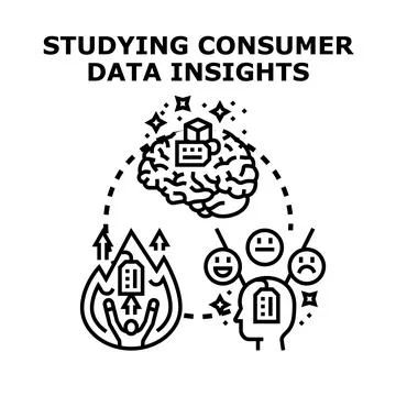 Studying consumer data insights for business growth and analysis Stock Illustration