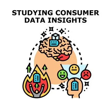 Studying consumer data insights for business growth and analysis Stock Illustration