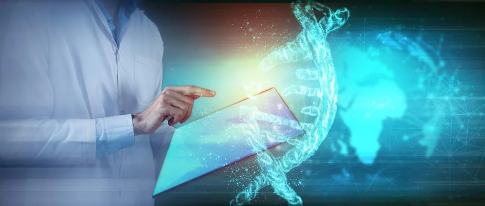 Studying the digital interface of the molecule Stock Photos